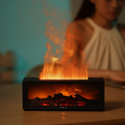Fireplace Flame Simulation Aromatherapy Diffuser – Ambient LED Mist Humidifier